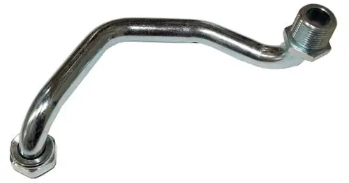 Metallrohr mit einer gebogenen Form und zwei Gewindeverbindungen, geeignet für Gasinstallationen, hergestellt von der Marke Wolf.
